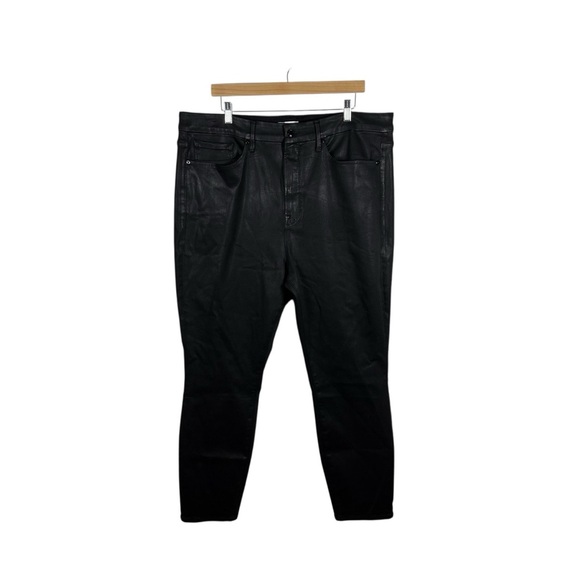 Good American Good Legs Coated Slim Straight Jeans in Black Size 20W - Picture 1 of 6